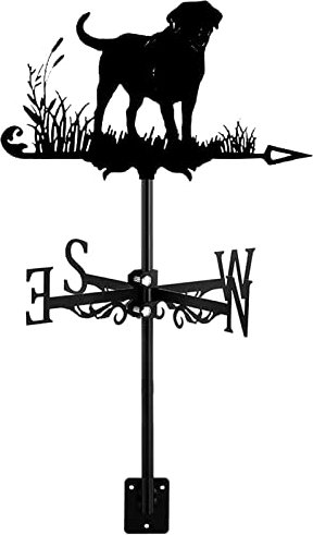 Wetterfahne aus Metall, große Hunde, Tierornament, Windfahne, Wetterhahn mit Dachmontage für Gartendekoration, Bauernhaus, Windrichtungsanzeiger für den Außenbereich, Messwerkzeug, Flat-Coated Retrie