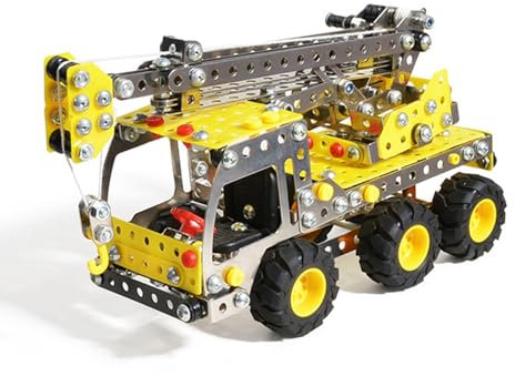 3D-Erwachsene Metall Emulational Bausatz, Baufahrzeug Kran abnehmbar Set, 501 Bauteile, Handmontiertes Mechanisches Montage inklusive Werkzeug und Anleitung (Kran)