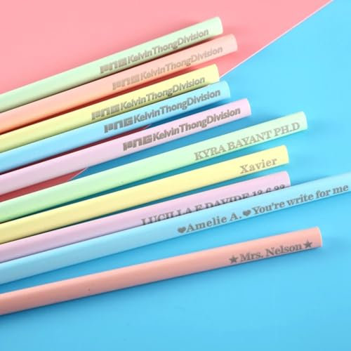 Bleistifte mit individuellem Namen, personalisierbare gravierte Holzstifte, personalisierte Bleistifte für Studenten, Namensstifte (20 Stück)