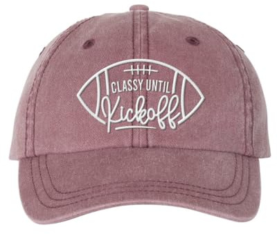 TeesAndTankYou Classy Until Kickoff Embroidered Baseball Cap Adjustable Cotton Dad Hat Pigment-Dyed Maroon