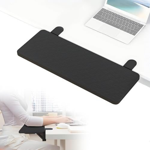 Vassoio Estensibile da Dcrivania Ergonomico, Vassoio per Tastiera Pieghevole di Grandi Dimensioni a 90 Gradi da 55x24 cm, Braccio di Estensione per Tavolo per Computer