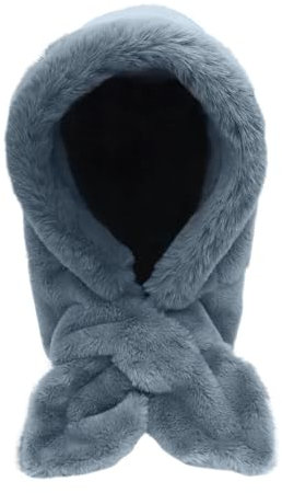 Huakunda Damen Winter Sturmhauben Winddicht Beanie Mütze Fleece Sturmhaube Warme Kapuzenschal Plüsch Kunstfellmütze Balaclava (DE/NL/SE/PL, Alphanumerisch, Einheitsgröße, Blau)