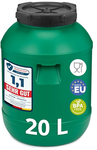Garronda Tanica Acqua HDPE per Alimenti 20L Verde GD-0078 | Manici integrati nel corpo, apertura ampia e coperchio senza guarnizione; usare in posizione verticale con liquidi