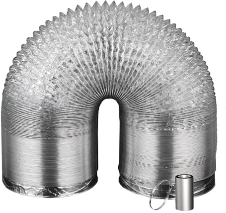 Abluftschlauch aus Aluminium Flexibel Lüftungsschlauch mit Stahlspirale Hitzebeständiger Luftleitungen Rohr für Lüftungsanlage, Abluftventilator, Wachstumszelt, Klimaanlagen, Wäschetrockner(4m,250mm)
