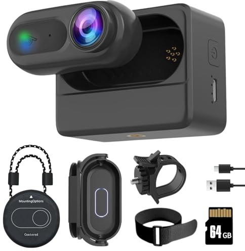 SHPTDJTIC Fotocamera corpo 1080P con custodia di ricarica da 2500 mAh, clip girevole a 180° e cordino magnetico, videocamera impermeabile IPX7, telecamere per il corpo con registrazione audio e video