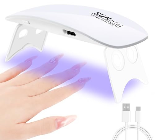 Pavlleen Mini UV Lampe für Gelnägel, UV LED Nagellampe mit USB Kabel, Klein Tragbarer Faltbar UV Lampe Nägel mit 60 und 120-Sekunden-Timer für Nagelstudio, Zuhause, Reisen (Weiß)