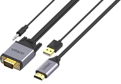 ONTEN Cable VGA a HDMI. Convertidor VGA macho a HDMI macho con conector de audio de 3,5 mm para TV Stick, Raspberry Pi, portátil, monitor, PC, tableta, cámara digital, etc. (5 m)