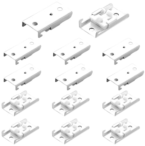 14 Pcs Ceiling Curtain Track Mount Bracket, White Ceiling Curtain Rail Installation Accessories for Flexible Curtains Tracks,White Mount Brackets for Mounted Curtains Track or Rail