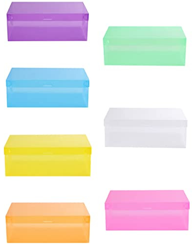 ELAYARD Cajas De Zapatos Tapa Abatible Transparente 27.5x18x9.5 Cm, Plástico PP Grueso, Apilables y Plegables, Set De 7 Piezas Multicolor para Almacenamiento y Organización De Calzado Hogar