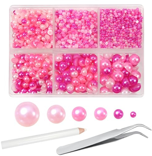 TOAOB 5000 Pezzi Mezze Perle Semicircolari Rosa Cabochon Piatta Perline ABS per Decorazioni Scrapbooking Nail Art Fai da Te Artigianato Bigiotteria 2mm 3mm 4mm 5mm 6mm 8mm