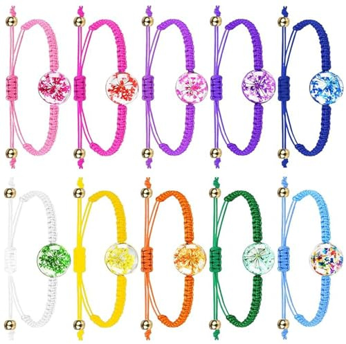 GETRICH 10 Stück Freundschaftsarmbänder Mädchen Bunte Blumen, Verstellbare | Gewebte Armbänder Mädchen Kinder Freundschaftsarmband Geflochten Freundschaft Armbänder für Kinder Teenager Geburtstag