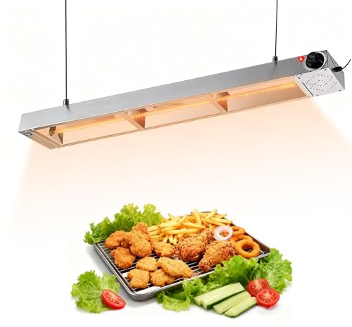 YUZINO Calentador de alimentos colgante, calentador de alimentos por infrarrojos con temperatura ajustable 30-85 ℃, tubo de calefacción colgante con tubo de cuarzo de 250 W y base de lámpara de calor