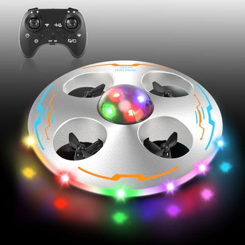 Charmofun Mini Drone pour Enfants, Drone Enfant pour Débutants UFO 360°, Quadricoptère Hélicoptère RC avec Lumières LED, Mode Sans Tête, 3 Batteries, Jouet Cadeau pour Garçons et Filles (Blanc)