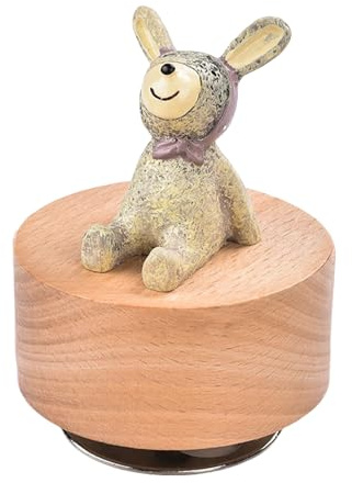 Hattba Boîte à musique en bois avec mouvement rotatif en forme d'animal - Boîte à musique mécanique pour affichage à la maison et fête d'anniversaire - Figurine d'animal rotative