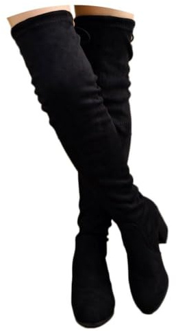 ticticlily Overknees Stiefel Damen Boots High Heels Absatz Langschaftstiefel Winterstiefel D Schwarz 40 EU