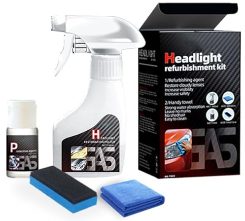 Generisch Headlight Restoration Kit, Scheinwerfer-Pflegeset 180 ml – Reinigungs- & Polierspray für Matte & vergilbte Streuscheiben – geeignet für Auto, SUV, Motorrad, LKW & Wohnmobil (1)