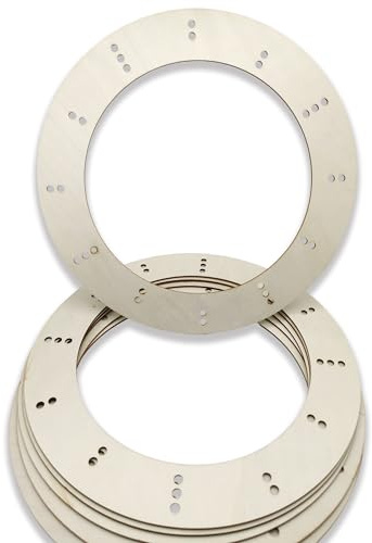 Nudaoz 6er-Set 27,9 cm (11 Zoll) Holz-Kranzringe Unbehandelte Rohlinge 0,4 cm Dicke + 28 Löcher Geeignet für hängende Blumenringe Wohn-Dekoration Gestaltung