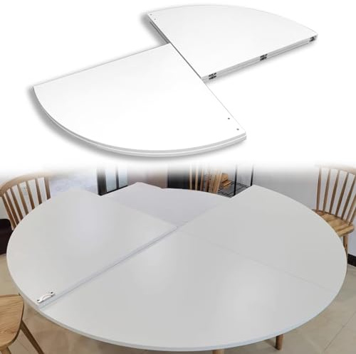 Mesa Plegable Circular de Madera Blanca, sin Patas, para Fiestas, Banquetes y Sala de Estar, con Tablero Grande Plegable (tamaño: 120 cm (47 Pulgadas)).