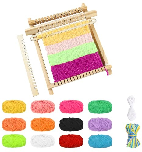 VQBKHO Kit de tissage pour enfants - Cadre à tisser en bois DIY - Cadre à tisser pour enfants - Cadre à tisser en bois - Usine de métier à tisser - Cadre à tisser scolaire
