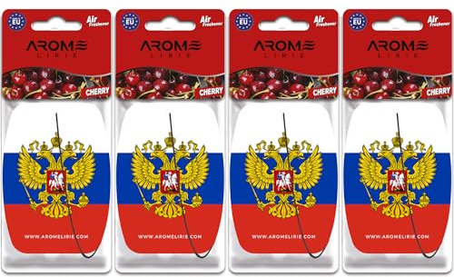 Russland Duftbaum Auto Lufterfrischer – 4er Pack Kirsche – Flagge Russland – Auto Duftanhänger (4x Cherry)