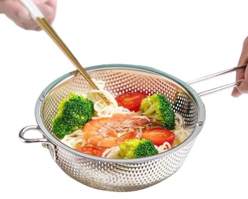 Uonguon Passoire Pour La Cuisine - Acier Inoxydable Avec Poignée Tamiseur - Passoires Et Egouttoirs Ustensiles De Cuisine,pour Cuisson Égouttage Légumes Spaghettis Frites Maison Appartement Restaurant