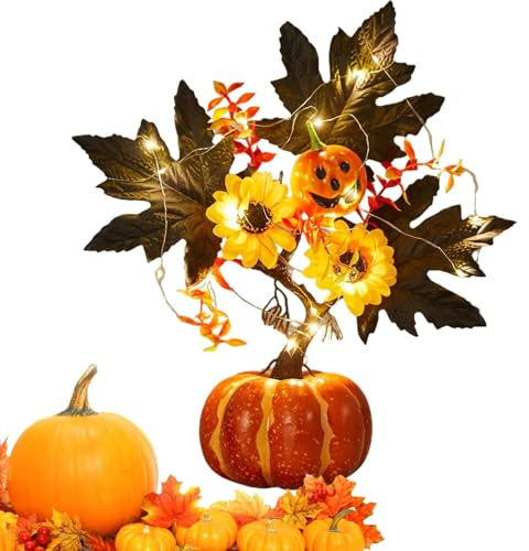 Gacqpli Leuchtender Herbstkürbis,Batteriebetriebene Tischdekoration für die herbstliche Erntezeit - Erntedankfest Beleuchtete Kürbisdekoration - Für Hochzeit Zuhause Küche Büro