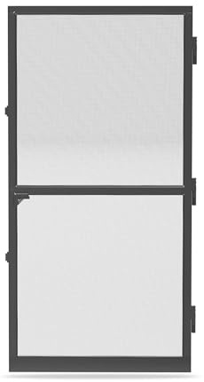 PEILU Mosquitera para puerta, 95 x 210 cm, mosquitera, marco de aluminio negro, cierrapuertas y protección contra golpes, protección contra insectos, para balcón, salón o terrazas