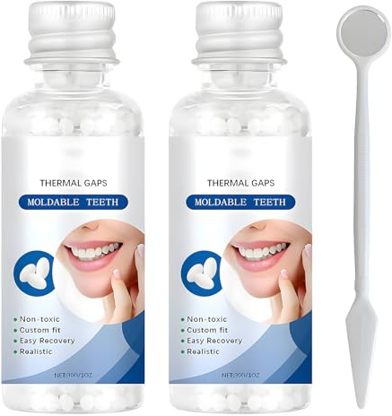 2 Pezzi Kit Riparazione Denti 30g Pasta per Otturazioni Dentali, Otturazione Dentale Provvisoria Mouldable False Teeth Nocavity Kit per Realizzando Protesi Provvisorie con 1 Specchietto Orale