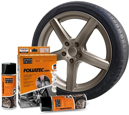 Foliatec Sprühfolie Auto Felgenfolie Sprüh Lack Set für 4 Felgen, Abziehbar, Gute Deckkraft, Bronze metallic matt, 2X 400ml