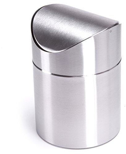 MSV Tischmülleimer Tischabfalleimer Abfallbehälter Küchenabfalleimer Edelstahl Schwingdeckel Maße (ØxH): 12 x 16,5 cm