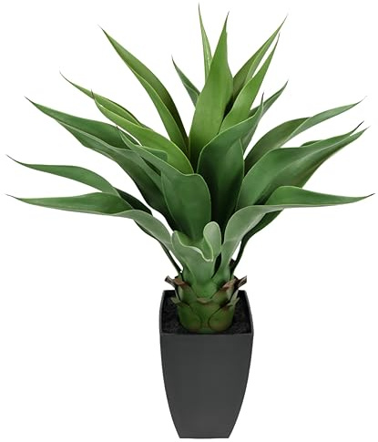 Flair Flower 151075 GN Agaves Artificielles en Pot, Plastique, Vert, 70 x 45 x 45 cm