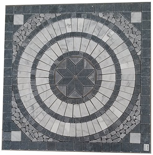 Marmor Rosone 66x66 cm Grau/Creme Naturstein Mosaik Einleger Fliesen Matten 044