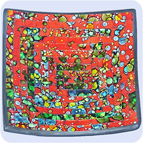 Simandra Mosaikschale Tonschale Glasschale Dekoschale Mosaik Kunsthandwerk Glassteine Deko Quadrat bunt mittel Color Rot