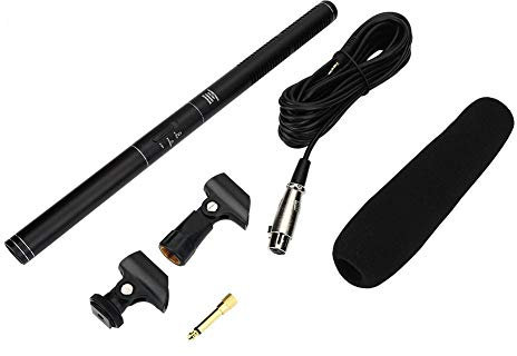 EBTOOLS Microphone D'entrevue Professionnel à Condensateur Unidirectionnel pour Caméscopes DSLR Camera DV (Noir)