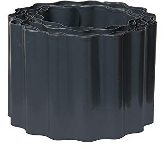 Bellissa Bordure de Jardin en Acier - Barrière Ondulée en Métal Galvanisé Résistant et Flexible - Clôture pour Gazon, Pelouse, Potager, Parterre de Fleurs ou Gravier - Anthracite - 500 x 14 cm
