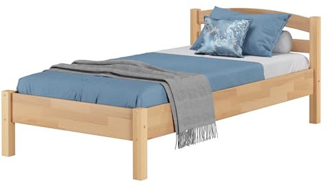 Erst-Holz®Massivholzbett Buche Natur 100x200 Einzelbett Holzbett mit Matratze und Rollrost 60.73-10FLM