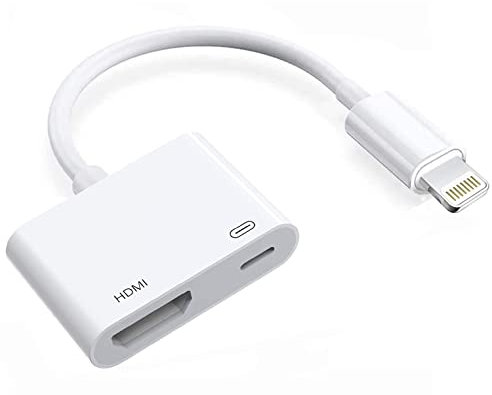 Wahbite - Adattatore AV digitale da Lightning a HDMI, convertitore audio AV 1080p, connettore per schermo Wahbite, compatibile con iPhone XR XS Max X 11 8 7 6 Plus a HD TV proiettore monitor (bianco)