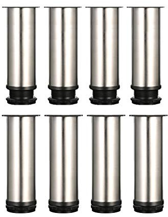 Drenky 8 Stück Möbelfüße Metall Tischbeine Metall 15cm Rund Edelstahl Gebürstet möbelfüße verstellbar Tischbeine Höhenverstellbar Gesamthöhe 150mm-165mm Kommen Mit Edelstahlschrauben für Möbel Projekt