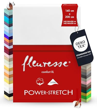 fleuresse Comfort XL-Lenzuolo con Angoli Elasticizzati in Jersey, Cotone, Bianco, 150 x 200 cm