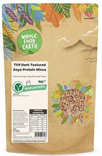 Wholefood Earth TVP Textured Soya Protein Mince 1kg - High Protein, Vegan Meat-Free Mince, Rehydrates in Stock in Minutes