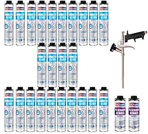 SET Dämmstoffkleber 24 Dosen 750ml Klebeschaum Perimeterkleber Kleber für Dämmung + 2 Reiniger + 1 Schaumpistole