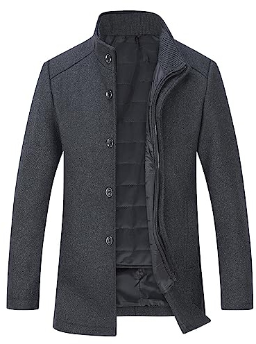 YOUTHUP Cappotto in Lana da Uomo Vestibilità Regolare Cappotti da Lavoro Invernale in Lana di Transizione, grigio, M