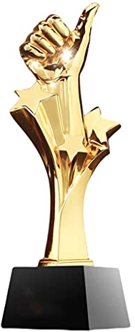 Pokale, Medaillen Auszeichnungen Daumen hoch Trophäe Kreative Harz-Gold-Trophäe Wettkampf-Trophäe Trophäe zur Partyfeier Danke für das Geschenk Beschriftung
