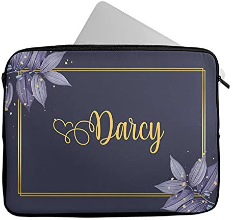 Novelty Things Personalised Any Name Floral Design Laptop Case Sleeve Tablet Bag Chromebook Gift 333 (12-13 inch)