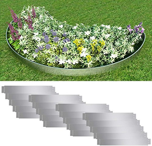 Susany Set of 20 Flexible Lawn Fence Garden Edging Aluminium Lawn Edging Border Galvanised Steel 100 x 15 cm
