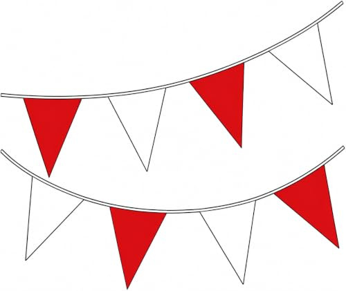 Happium 10m / 32 ft Solid Colour Bunting Flags Banner Pennant Party Decoration Garland Red, White