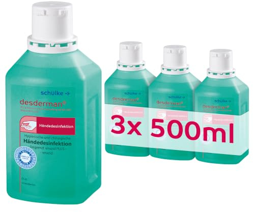 Schülke Desderman | 3 x 500 ml | Händedesinfektionsmittel | Desinfektionsmittel