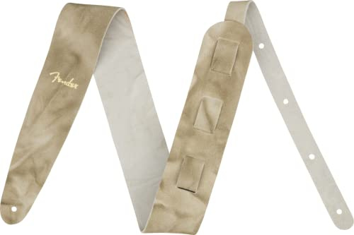 Fender Gitarrengurt Tie-Dye Leder, Natur/Beige, 5 cm Breit, Verstellbar 43,5- 55