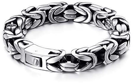 Bishilin Partnerarmband Armband Charms, Armband Edelstahl 23CM Königsarmband Breit 13MM Herren Armband Freundschaft Silber