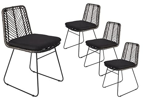 SAM 4er Set Rattanstuhl Kairo, Farbe Anthrazit